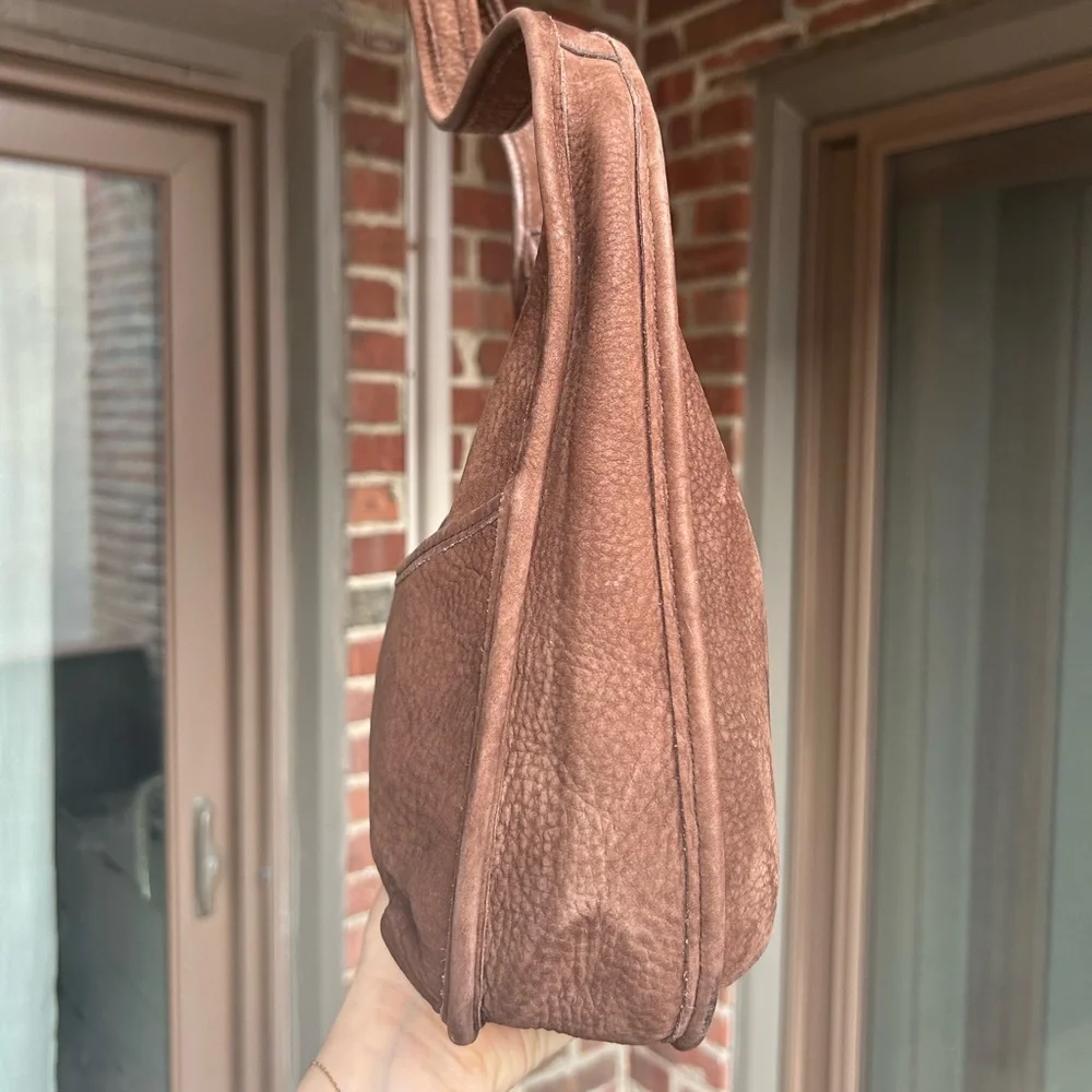 Vintage couch nubuck ergo 4395 mahogany brown leather shoulder hobo bag retro - Picture 4 of 16